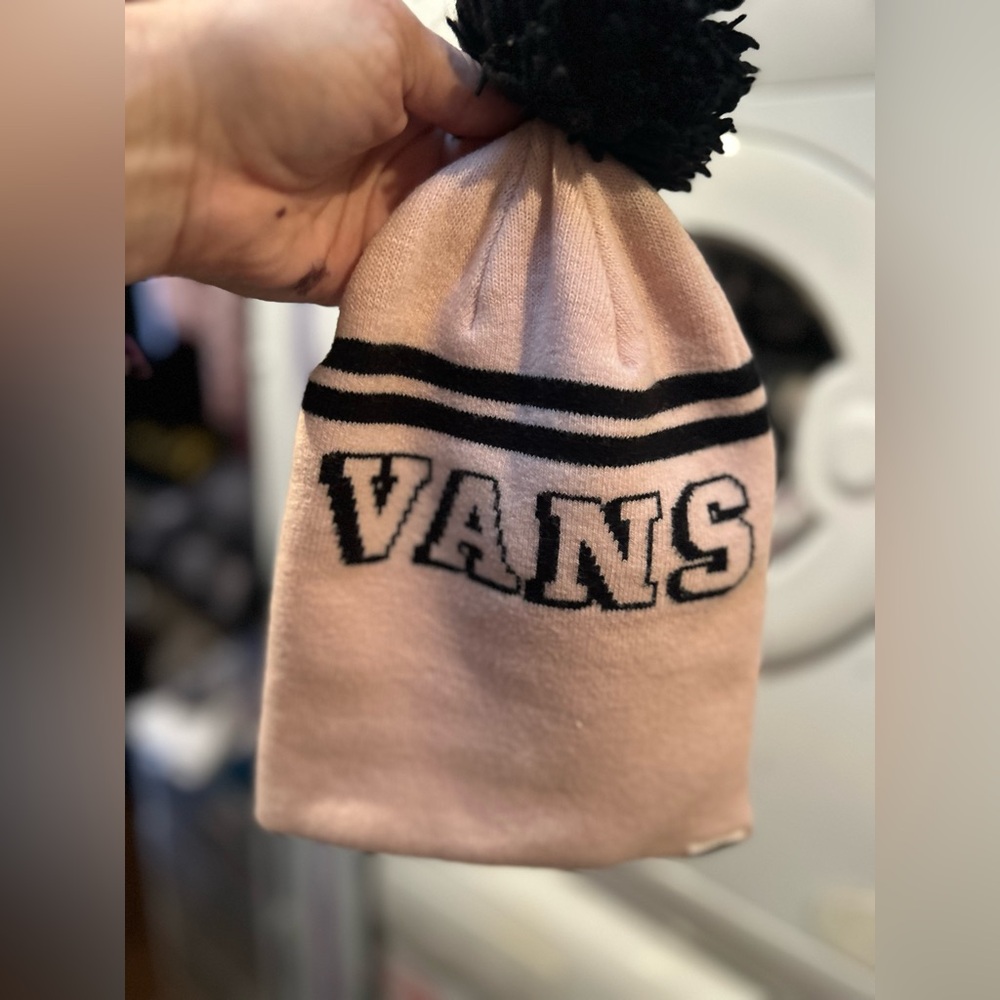VANS Pink black pastel pink Pom Pom hat beanie